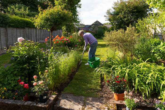 A woman gardening